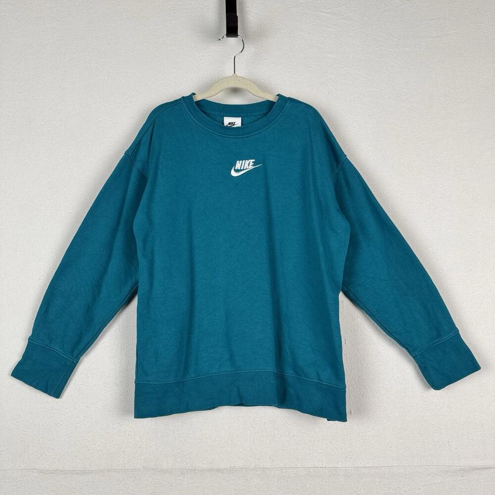 Nike Sweatshirt Youth Medium Teal Blue Sportswear Club‎ Fleece Pullover